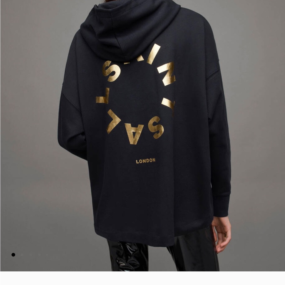 All Saint Black Hoodie with Gold Logo